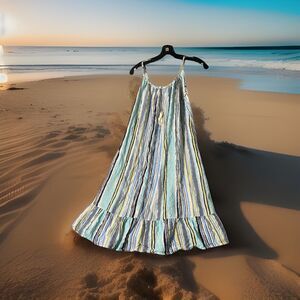 Easel Los Angeles Spring Summer Boho Dress Large Spaghetti Strings